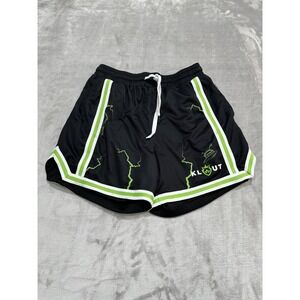 Klout PWR Mens Shorts Size Large Black Neon Trim Athletic‎ Workout Bodybuilding